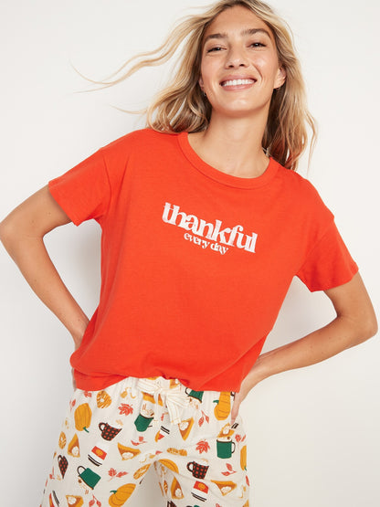 Camiseta Gráfica Navideña, Naranja