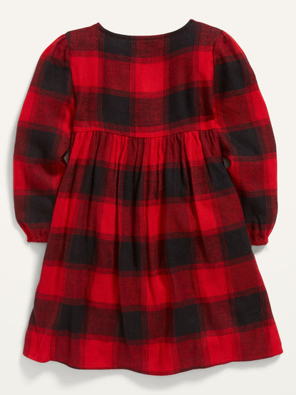 ON Plaid Button-Front Swing Dress For Toddler Girls - Red Buffalo Plaid