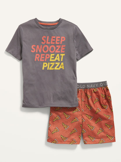 ON Short-Sleeve Graphic Pajama Set For Boys - Pizza