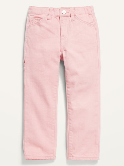 ON Pink-Wash Workwear-Pocket Wide-Leg Jeans For Toddler Girls - Bubblegum Pink