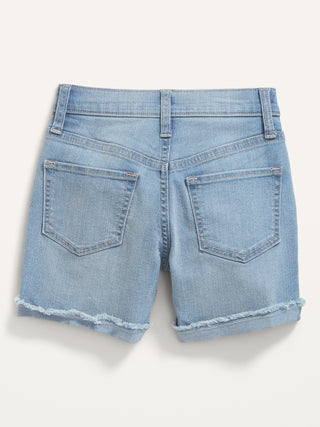 High-Waisted Rolled Cut-Off Hem Jean Shorts for Girls