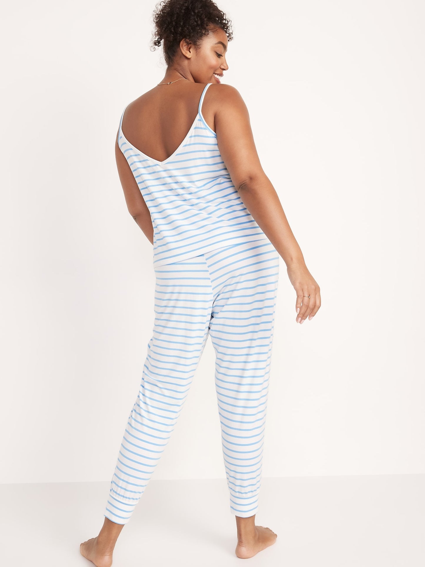 ON High-Waisted Sunday Sleep Ultra-Soft Jogger Pajama Pants For Women - Blue Stripe - Everyday Magic