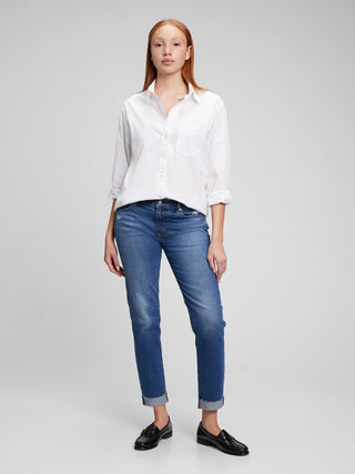 Gap Mid Rise Girlfriend Jeans With Washwell - Medium Wash