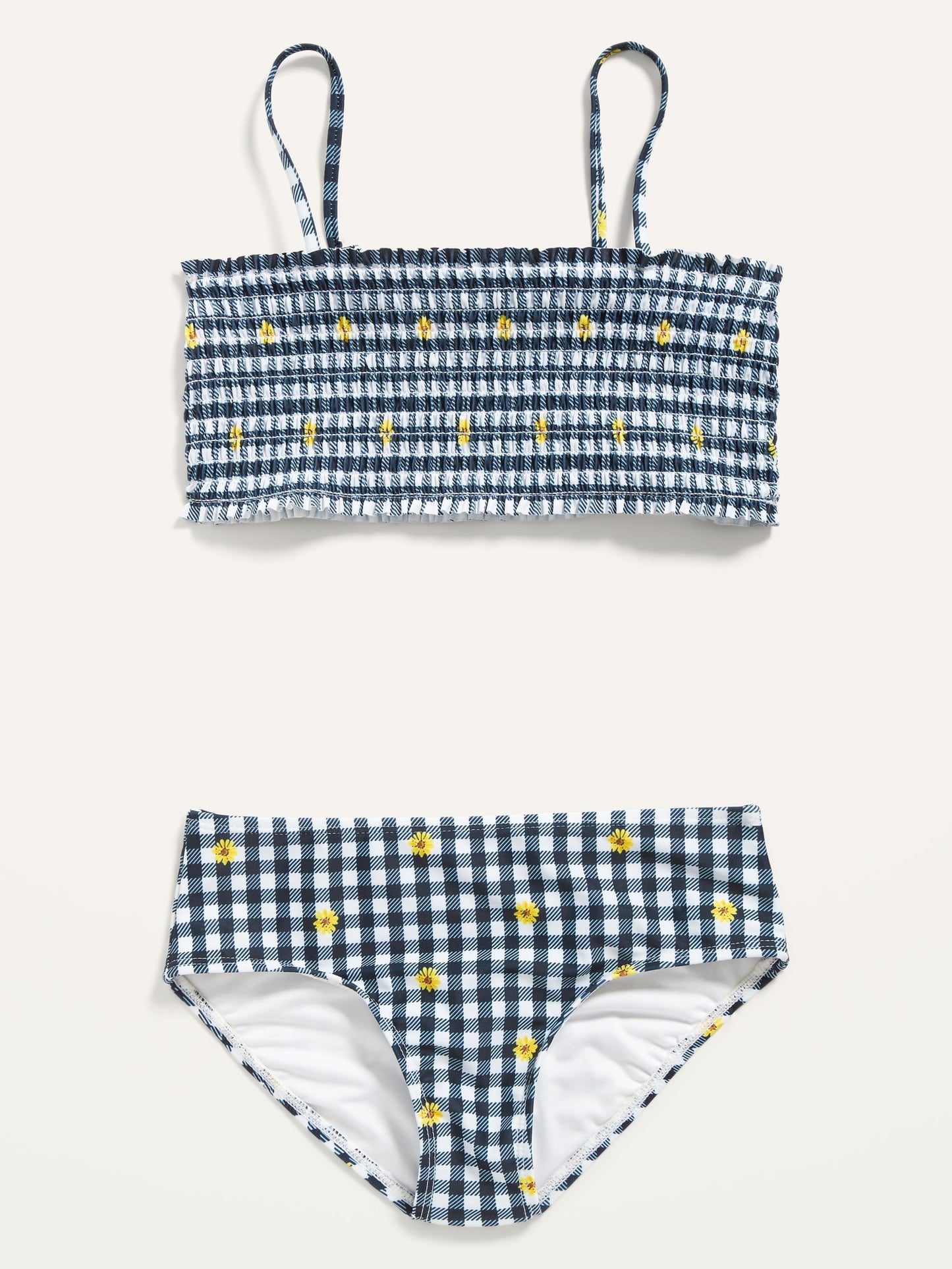 ON Printed Smocked Bandeau Bikini Swim Set For Girls - Blackjack Jas