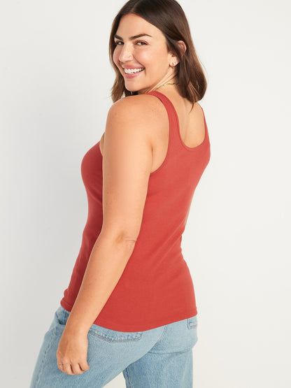 Scoop-Neck Rib-Knit First Layer Tank Top for Women Sl Fl Rib Scoop Tank Fired Clay
