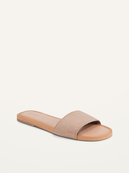 ON Faux-Suede Slide Sandals For Women - Light Taupe