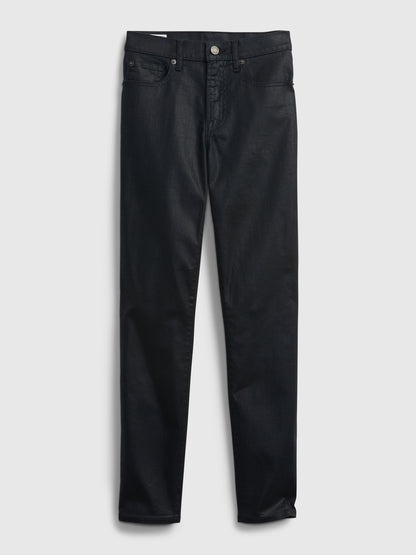 Gap Mid Rise True Skinny Jeans - Black Coated