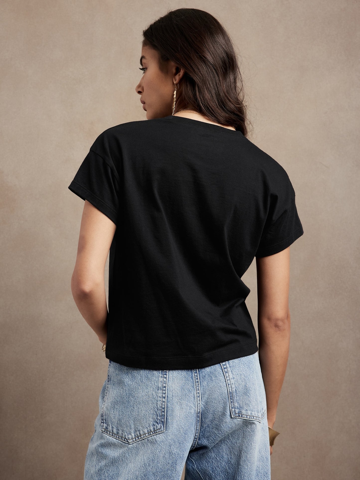 BR Supima® Boxy Crop T-Shirt - Black