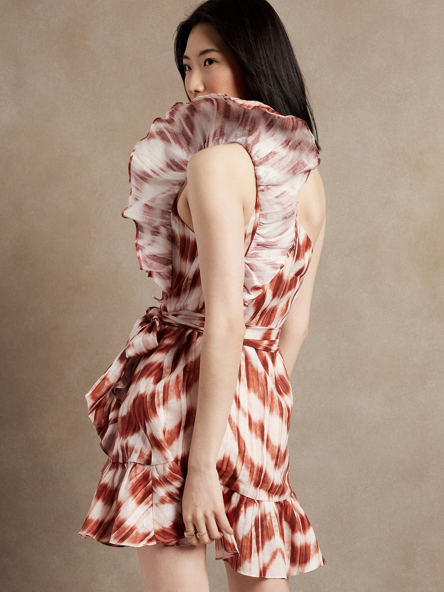 BR Linen Ruffle Dress - Vzebra Print