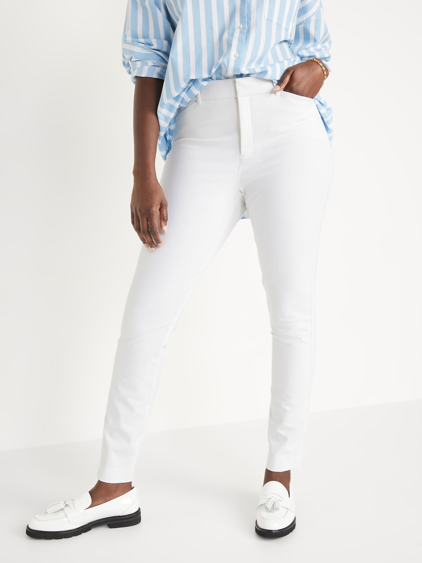 ON High-Waisted White Pixie Ankle Pants For Women - Bright White
