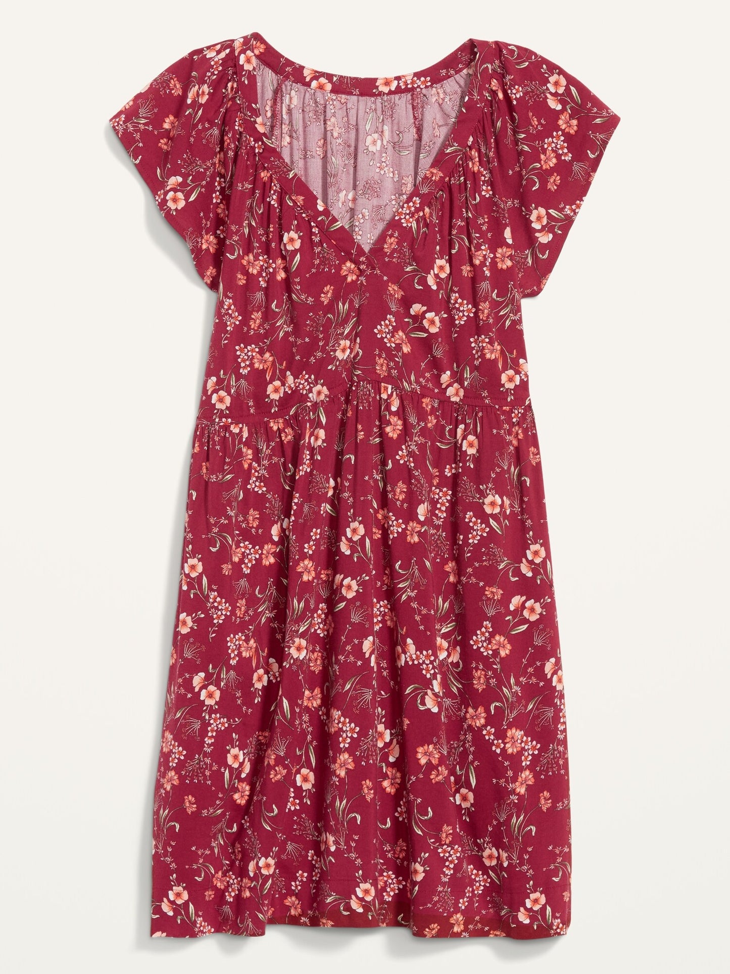 Flutter-Sleeve Floral-Print Mini Swing Dress for Women