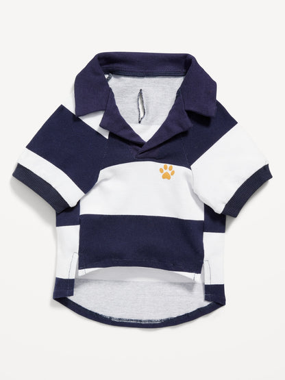 Striped Jersey-Knit Polo Shirt for Pets