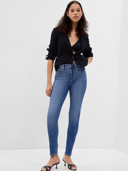 Gap High Rise True Skinny Jeans With Secret Smoothing Pockets - Medium Indigo
