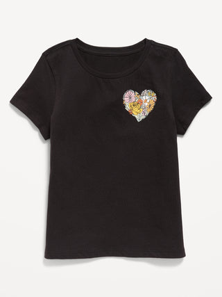 Camiseta Manga Corta con Bolsillo Corazón Negro