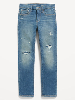 Jeans Corte Slim con Rotos Azul, Niño